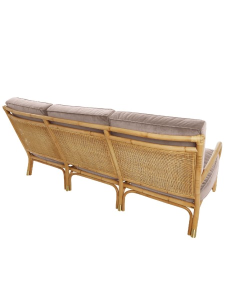 Riviera rattan 3 seater pink velvet