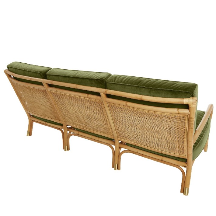 Riviera rattan 3 seater green velvet