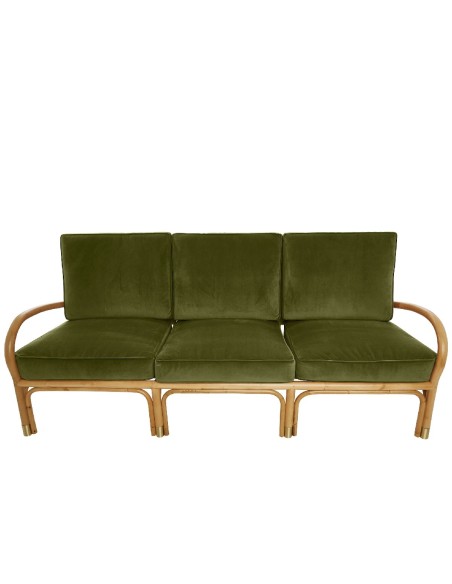 Riviera rattan 3 seater green velvet Riviera rattan 3 seater green velvet