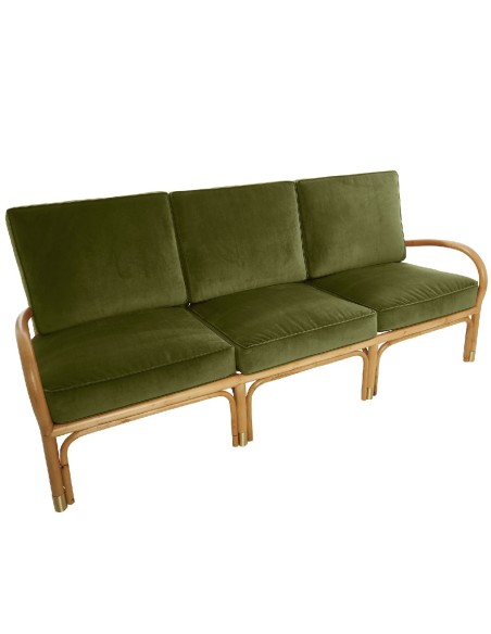 Riviera rattan 3 seater green velvet Riviera rattan 3 seater green velvet