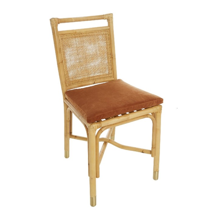 Chaise en rotin Riviera velours ocre