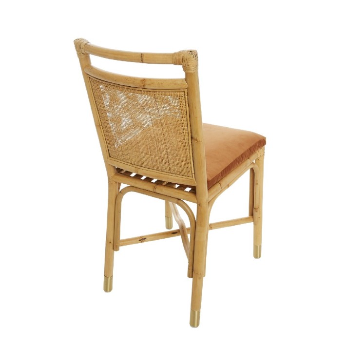 Chaise en rotin Riviera velours ocre vue arrière