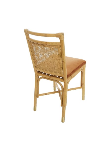 Riviera rattan dining chair orange velvet