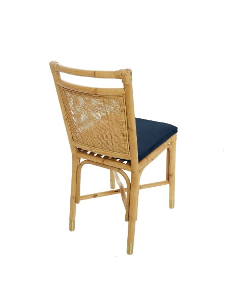 Chaise en rotin Riviera velours bleu