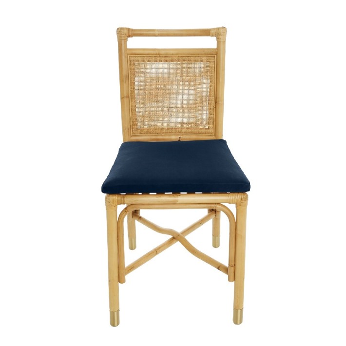 Chaise en rotin Riviera velours bleu