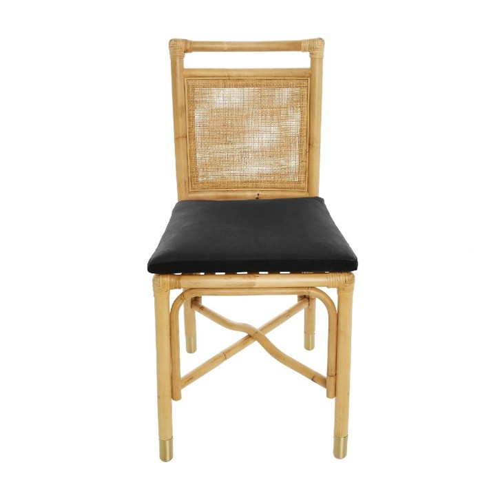 Riviera rattan dining chair brown velvet