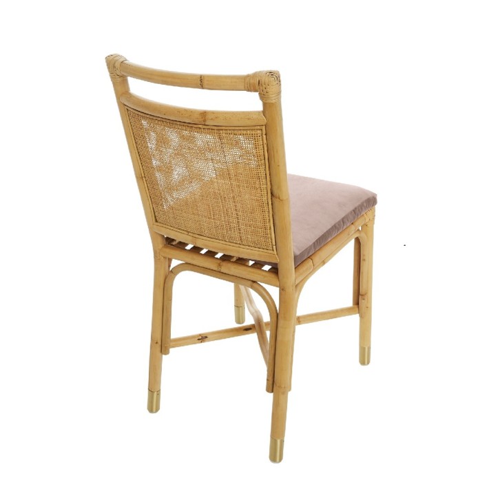 Chaise en rotin Riviera velours rose