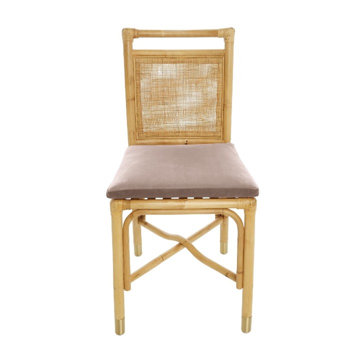 Chaise en rotin Riviera velours rose
