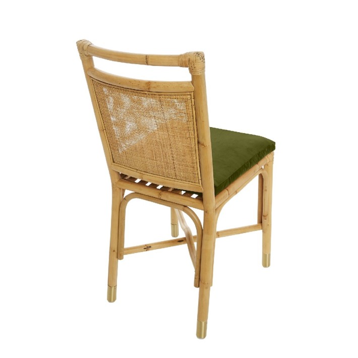 Riviera rattan dining chair green velvet