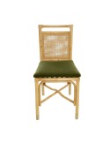 Riviera rattan dining chair green velvet