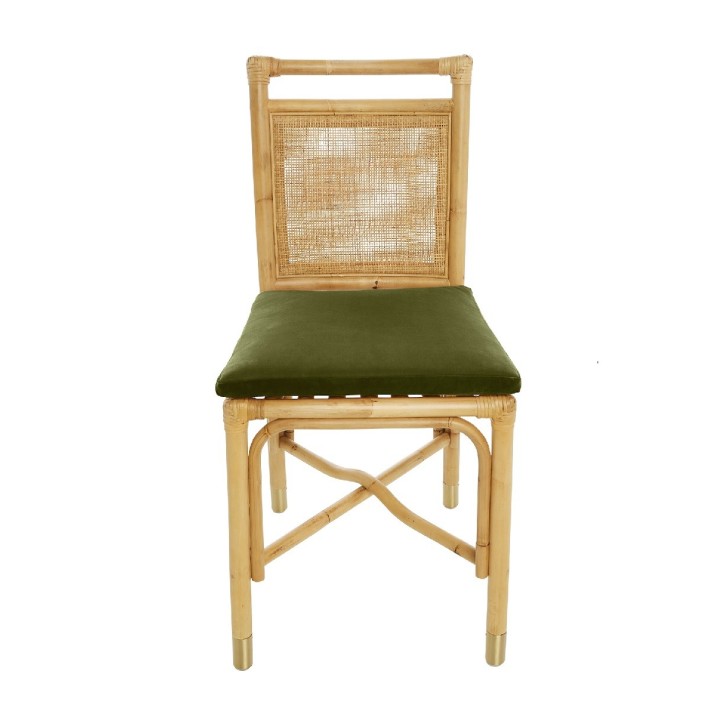 Riviera rattan dining chair green velvet