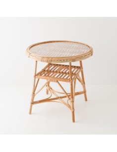 Honorine wicker table - glass diameter 60