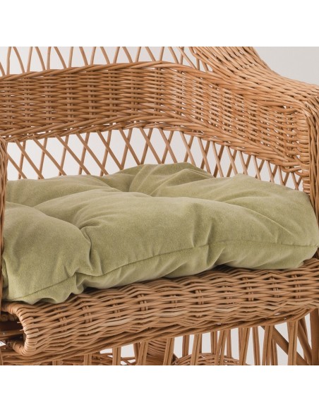 Coussin velours MM coloris Anis pour fauteuil osier