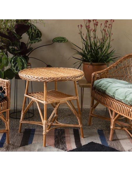 Mélina wicker table with woven top
