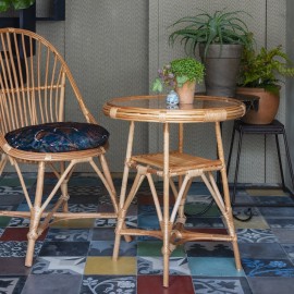 Honorine wicker table - glass diameter 50 2