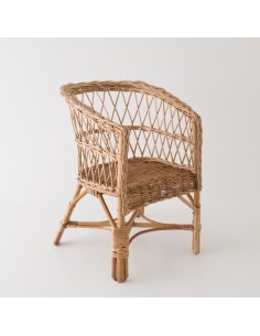 Brown openwork willow armchair for children