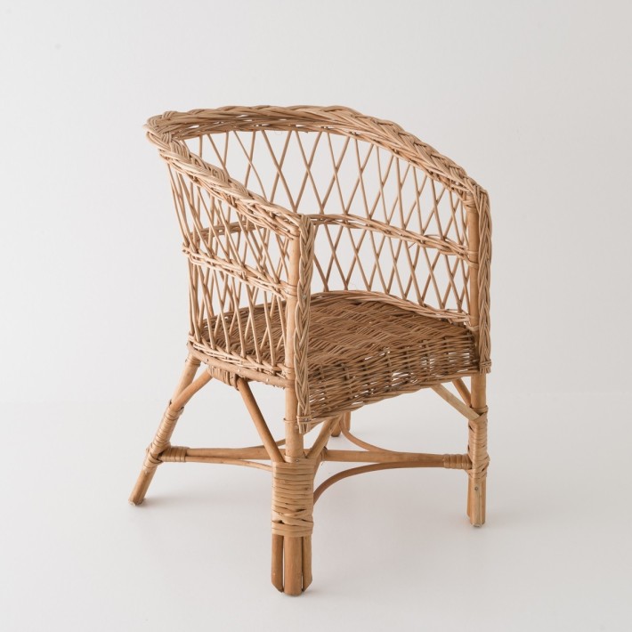 Brown openwork willow armchair for children