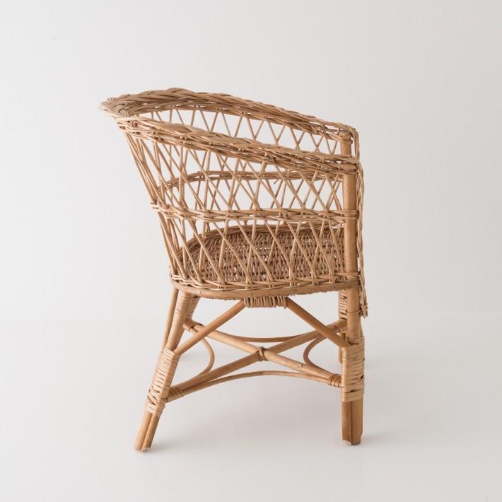 Brown openwork willow armchair for children