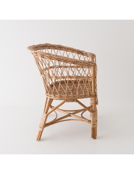 Fauteuil enfant en osier brun Lisa vue de côté