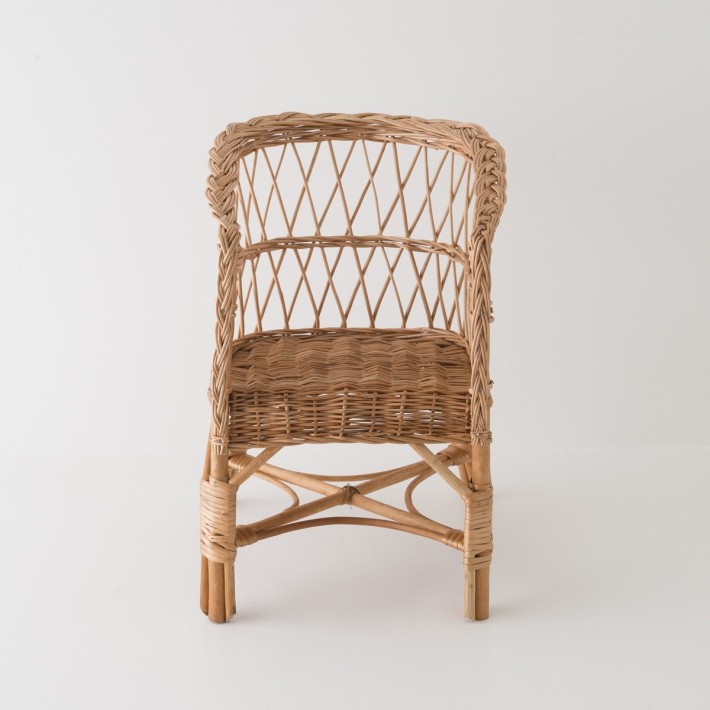 Brown openwork willow armchair for children