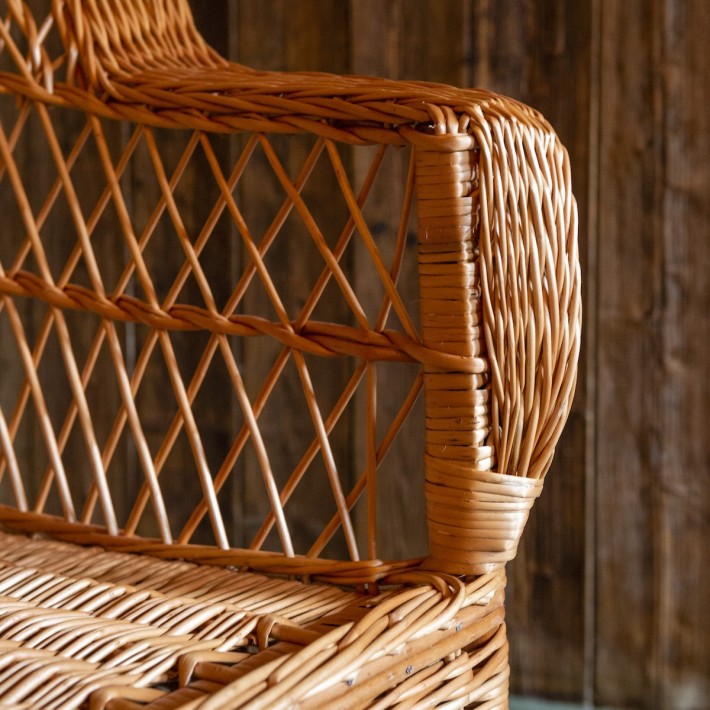 wicker armchair high-back detail of armrest