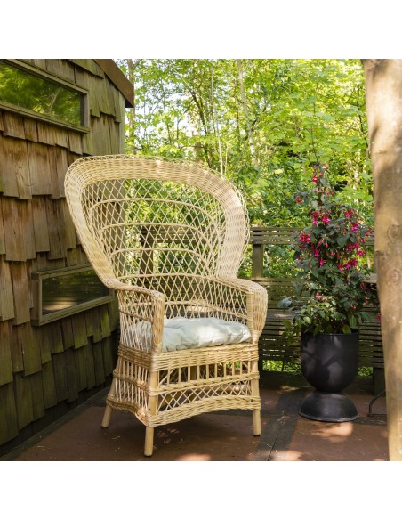 Eventail wicker armchair with white willow