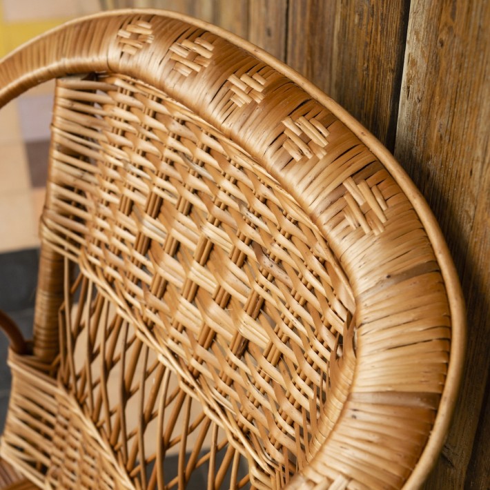 Fauteuil osier brun Daddy détail du dossier