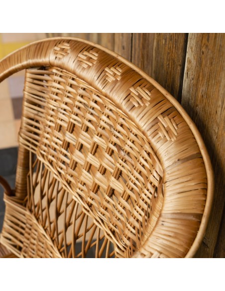 Fauteuil osier brun Daddy détail du dossier