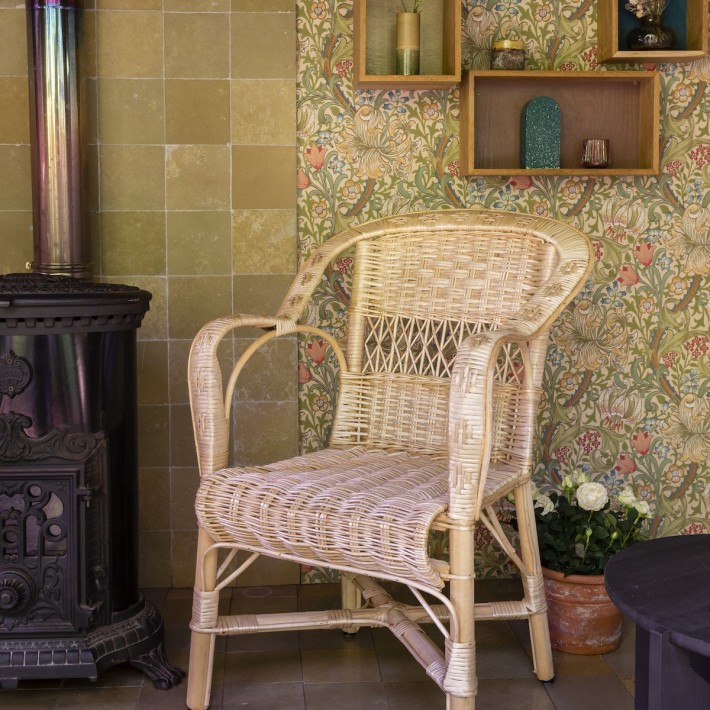 Fauteuil osier blanc Daddy - ambiance roulotte