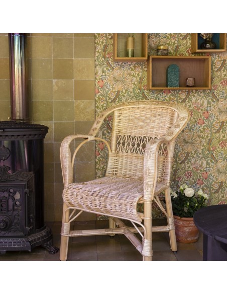 Fauteuil osier blanc Daddy - ambiance roulotte