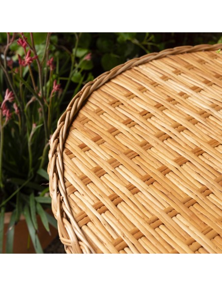 Mélina willow table with wicker woven top