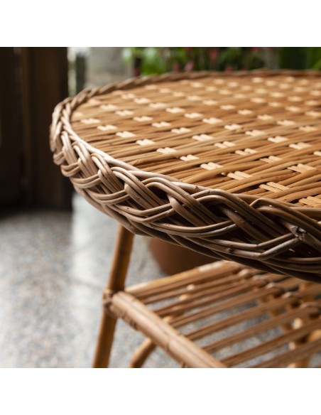 Mélina willow table with wicker woven top