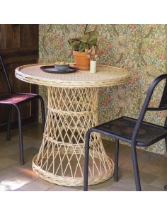Table guéridon en osier blanc diam 80 cm 2