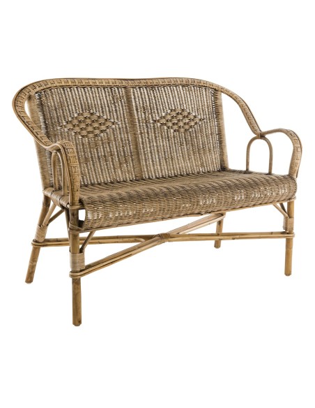 Rattan 2-seater sofa patinated Grand Père