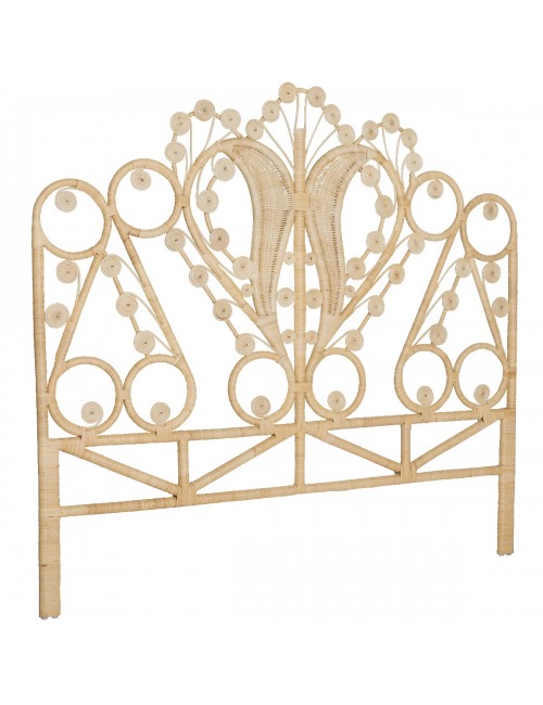 Volutes bed head in natural rattan