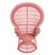 pink peacock chair in rattan