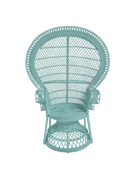 Fauteuil Emmanuelle vert aqua en rotin