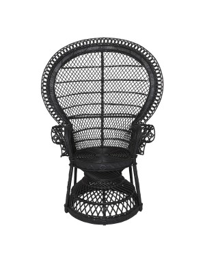 black peacock chair in rattan