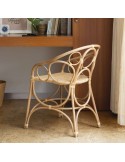 Rattan table armchair Gingko Bulles view from 3/4....test