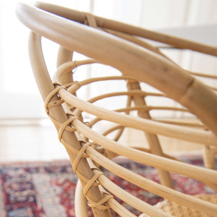 Fauteuil de table en rotin Gingko Horizon zoom côté droit