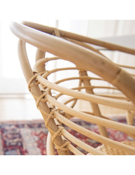 Fauteuil de table en rotin Gingko Horizon zoom côté droit