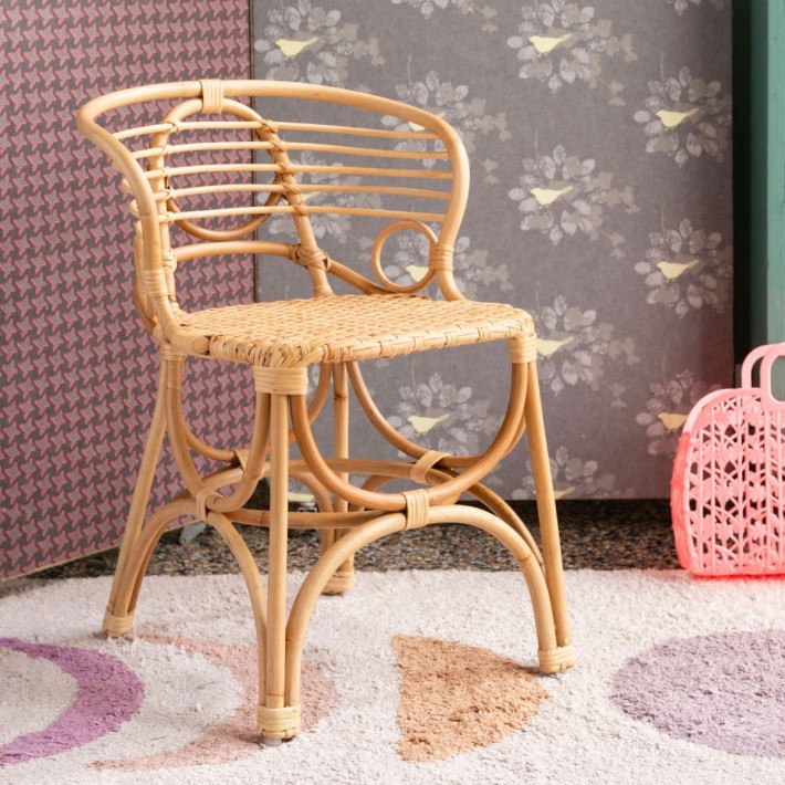 Fauteuil enfant en rotin Gingko Horizon ambiance vue 3/4