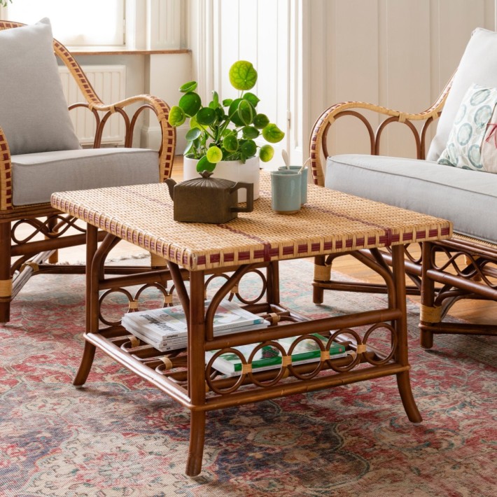 Table basse rotin tressé Bagatelle rectangulaire ambiance