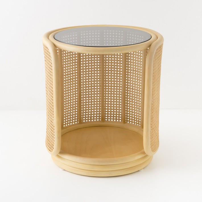 Table basse ronde/chevet TAMBOURIN vue de face