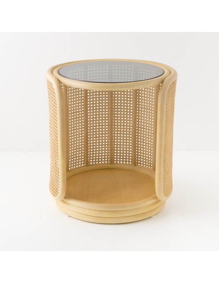 Table basse ronde/chevet TAMBOURIN vue de face