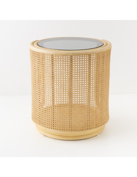 Table basse ronde/chevet TAMBOURIN vue de dos