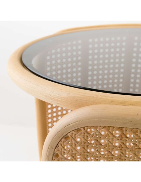 Table basse ronde/chevet TAMBOURIN plateau vue de profil