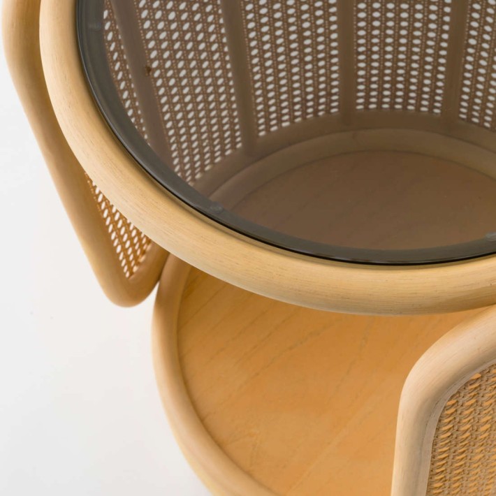 Table basse ronde/chevet TAMBOURIN vue dessus plateau