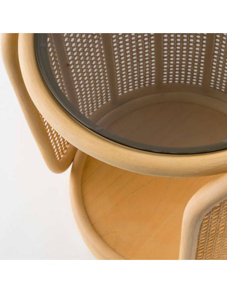 Table basse ronde/chevet TAMBOURIN vue dessus plateau