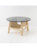 ORCHID EDITION - CORRIDOR large rattan side table glass top